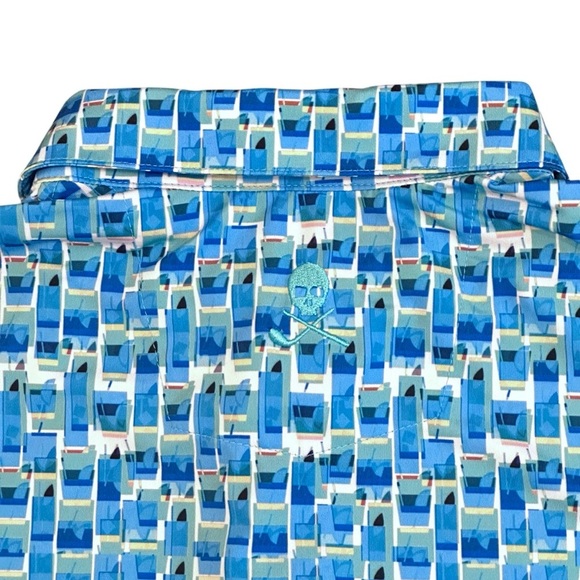 Robert Graham Tequila Sunrise Short Sleeve Performance Golf Polo Blue Mens Small - Picture 6 of 10